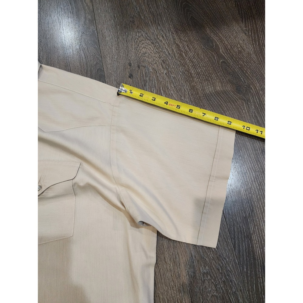Vintage 80s Panhandle Slim Western Pearl Snap Tan Short Sleeve Men's 17.5 XL - Picture 8 of 8